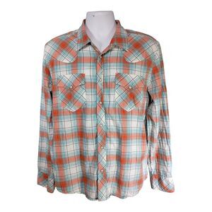 Tecovas Pearl Snap Shirt Western Cowboy Plaid Cotton Men's Large